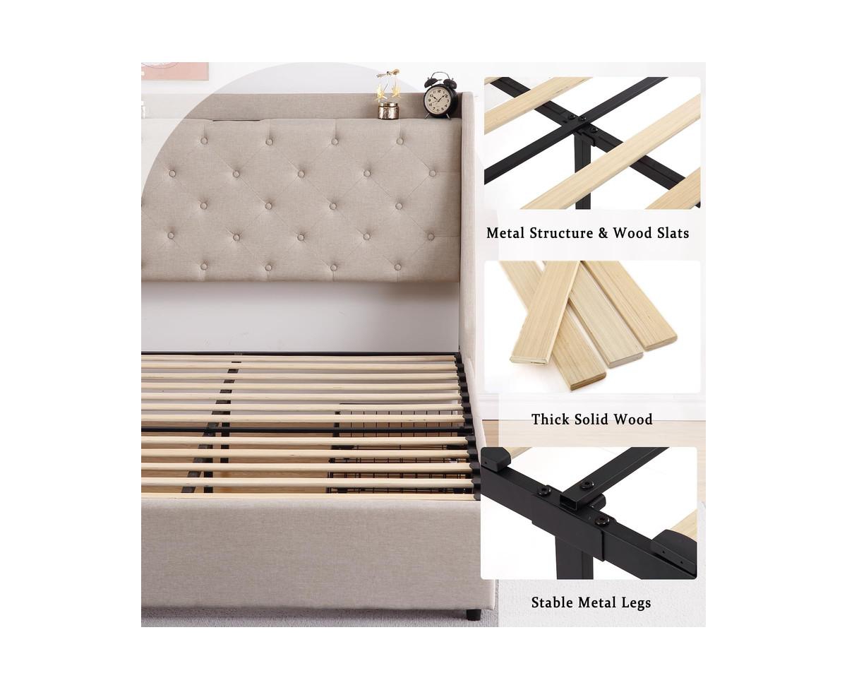 gaomon Full Bed Frame with Charging Station