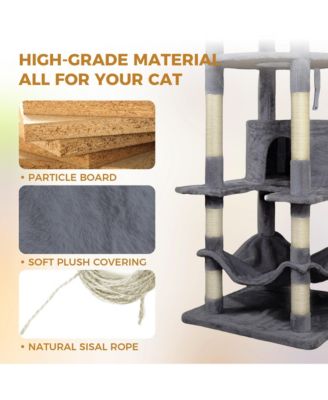 78.8" Dark Gray Cat Tree - 12 Sisal Posts + Wide Base