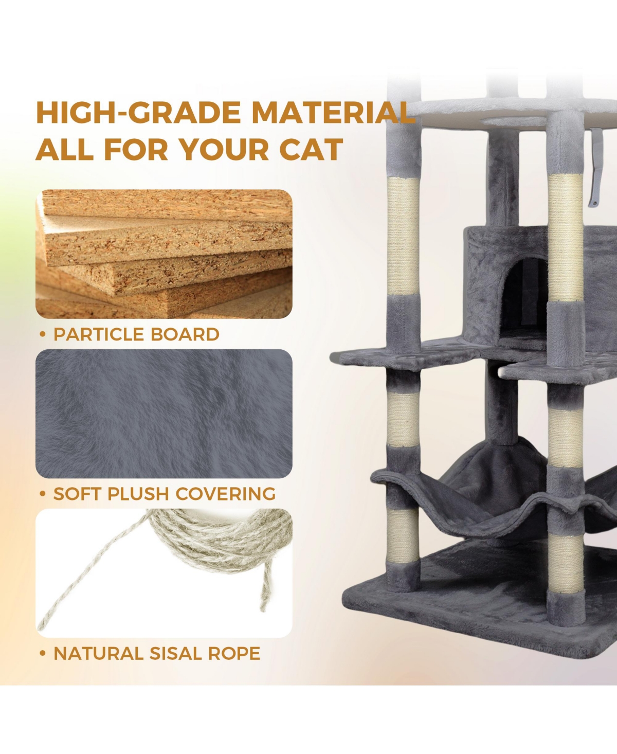 Zeus & Ruta 78.8" Dark Gray Cat Tree