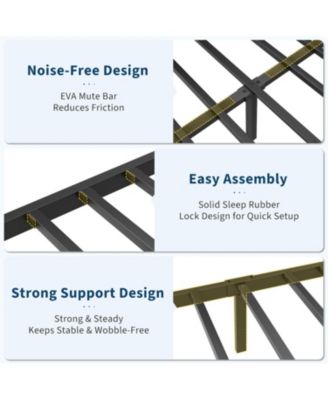 King Bed Frame with PU Faux Leather, Charging Station, Platform Storage, Soft Headboard, No Box Spring Needed