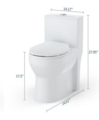 17.5 Inch Tall Toilet, One-Piece Round Toilet with ADA Comfort Chair Height Seat, Powerful 0.8/1.28L GPF Dual Flush