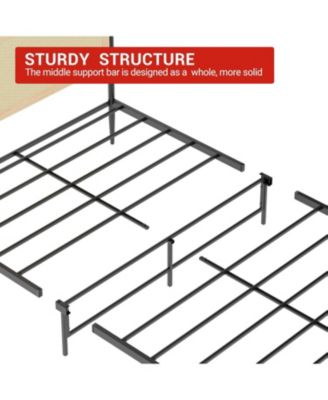 Boho Bed Frame with Rattan Headboard & Wood Footboard, Under Bed Storage, No Box Spring Needed - Standard/Queen