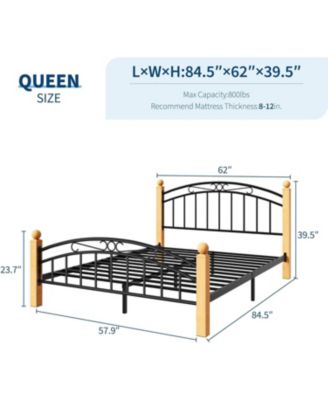 Full Metal Bed Frame with Headboard and Footboard, Classic Platform with Storage, Steel Slats