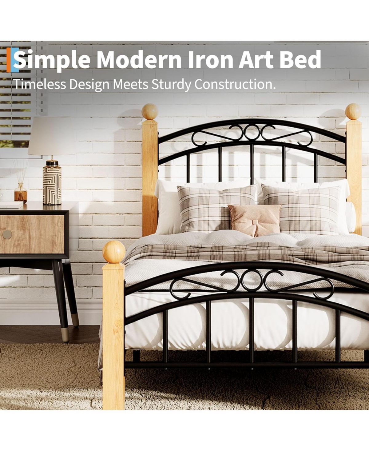 gaomon Full Metal Bed Frame with Headboard and Footboard, Classic Platform with Storage