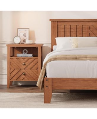 Queen Size Wooden Platform Bed Frame with Headboard and Slat Support, No Box Spring Required - Standard/Queen