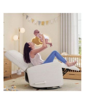 Recliner Chair 360 Degrees Swivel Rocking Glider Chair with Adjustable Backrest & Footrest Cozy Corduroy Upholstered Armchair for Living Rooms