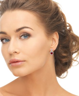 2-Pc.Lab Grown Ruby (3.6 ct.tw.) And White Sapphire (0.78 ct.tw.) Infinity Heart Pendant Necklace and Earrings Set in Sterling Silver