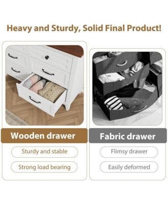 6-Drawer Modern Wooden Dresser, 47" Wide Storage Chest, Freestanding Closet Organizer for Bedroom, Living Room