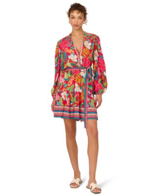 Women's Printed V-Neck Short Dress