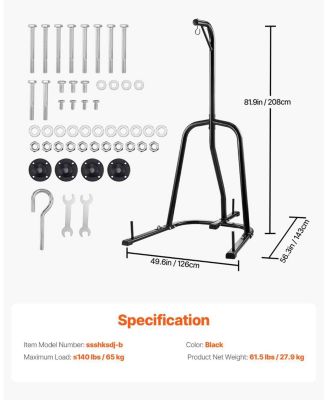 Punching Bag Stand, Heavy-Duty Freestanding Boxing Stand for Home Gym, Supports Punching Bags Up to 140 lb