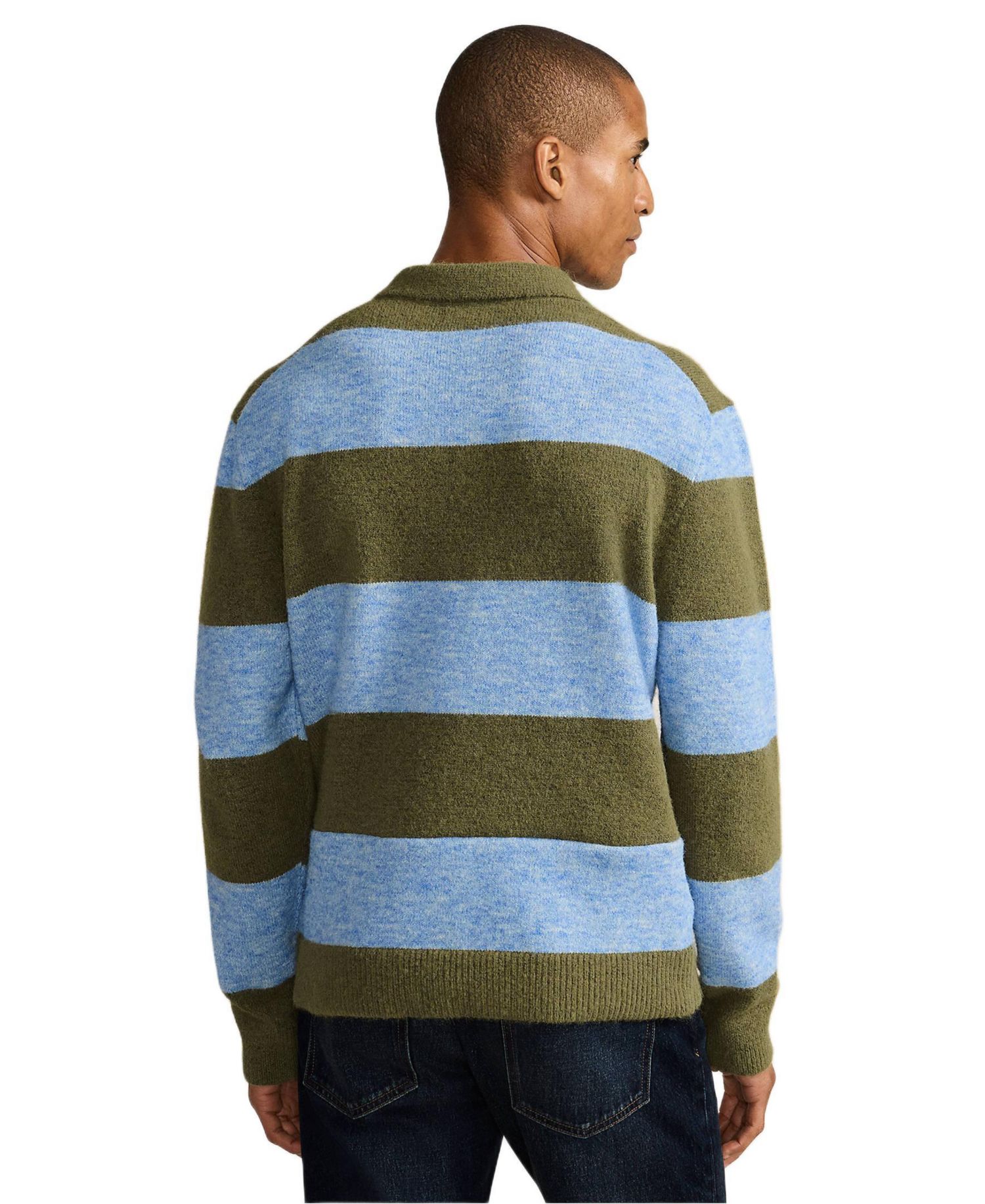 Men's Long Sleeve Fuzzy Sweater Polo