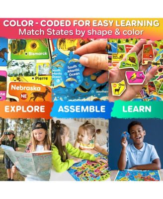 Magnetic Realistic Puzzles States Map for Kids 4-6 Years - Montessori Toys Geography Learning