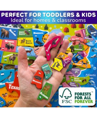 Magnetic Realistic Puzzles States Map for Kids 4-6 Years - Montessori Toys Geography Learning