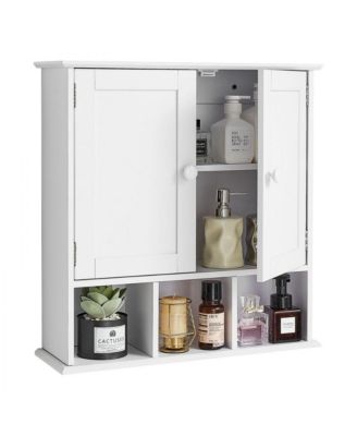 Over Toilet Bathroom Wall Cabinet with 2 Doors and Shelves