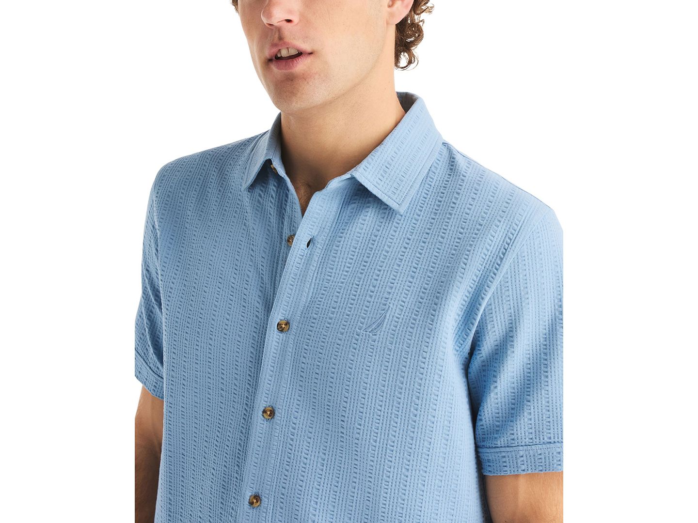 Мужская рубашка Nautica Seersucker Short-Sleeve, цвет: Allure — фото 3