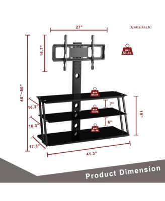 Glass TV Stand with Angle and Height Adjustment