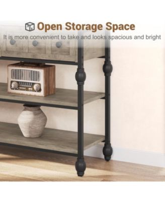  52 Inch 3-Drawer Industrial Metal 3-Tier Sofa Table Behind Couch, Hallway Storage Entryway Table