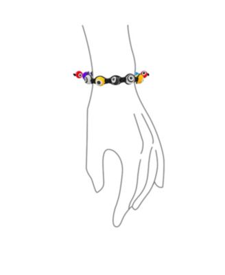 Amulet Multi Color Rainbow Glass Ball Evil Eye Bracelet Bolo Adjustable Macrame Strand 12mm Beads