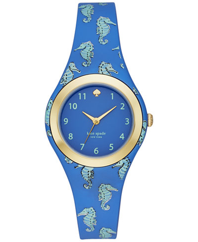 kate spade new york Women's Rumsey Blue and Mint Splash Seapony Print Silicone Strap Watch 30mm KSW1109