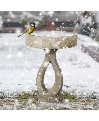 21.8” Concrete Birdbath – Modern Outdoor Garden Pedestal Statue for Patio, Yard & Contemporary Garden Decor, 15.7”Dia X 21.8”H