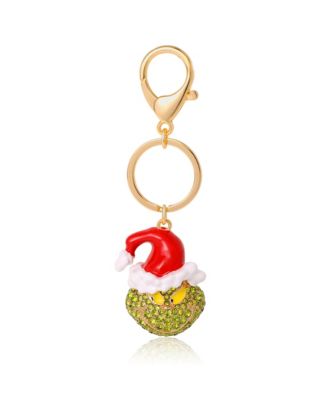 The Grinch Crystal Keychain with Santa Hat, Gold-Tone