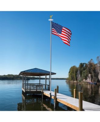 20 Ft Sectional Flag Pole Kit with Solar Light & Deck Mount Bravery MEGA Aluminum Inground Flagpole for Outdoor Patio Dock Side