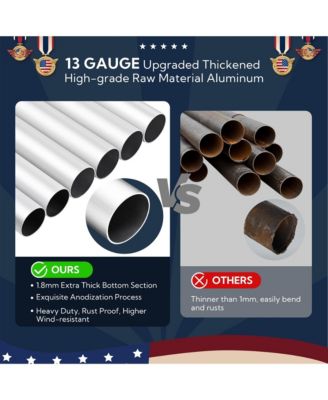 25' Heavy Duty Flag Pole Kit with Solar Light & Deck Mount Bravery MEGA 13 Gauge Aluminum Sectional Flagpole for Outdoor Patio Dock Side Silver