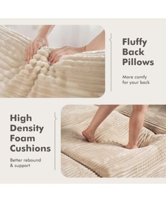 128'' Modular Sectional Sofa Couch, 5-Piece Comfy Corduroy Fabric Couch for Living Room, Modern L-Shaped Deep Seat Sofa with Chaise Ottoman