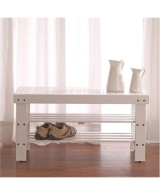 Pina Quality Solid Wood Shoe Bench, White Finish