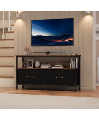 Multi-Functional TV Stand with Fabric Drawers, Space-Saving Storage Cabinet for 32-55" TVs