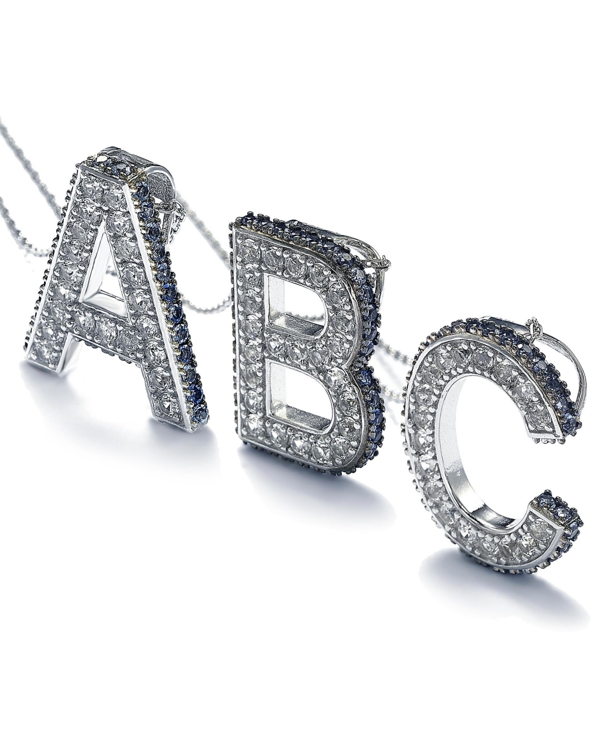 Suzy Levian New York Sterling Silver Sapphire 3-d Letter "Q" Initial Pendant