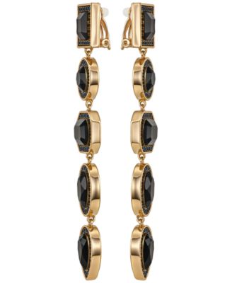 Rhinestone Gold-Tone Linear Clip Statement Earrings (Also Available in Silver-Tone)