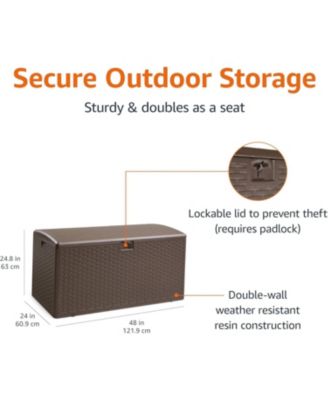 99-Gallon Waterproof Outdoor Storage Box - Lockable, UV-Resistant, for Patio, Pool Aad Garden