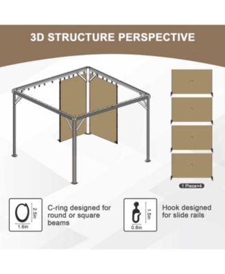4-Panel Gazebo Replacement Curtains with Double Zipper