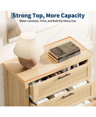 4-Drawer Modern Fluted Dresser Bedroom Chest, Fluted Drawers with Metal Handle, Large Storage Cabinet for Nursery, Living Room