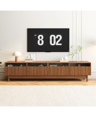 78" Cabinet TV Stand with Glass and Drawer