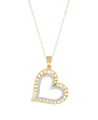 Heart Pendant Cable Chain Necklace in 10k Yellow Gold