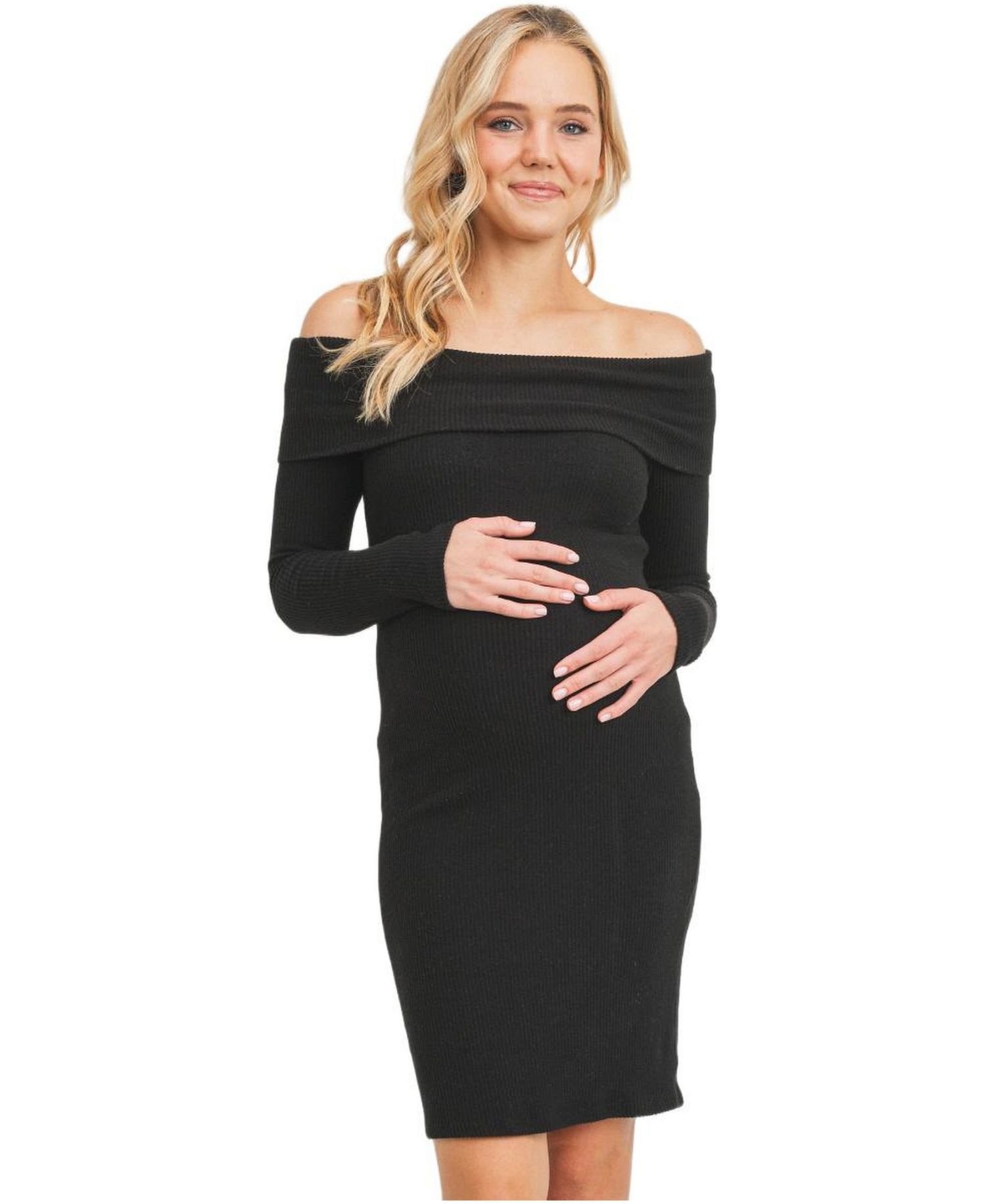 Women's Ribbed Off Shoulder Long Sleeve Bodycon Dress
