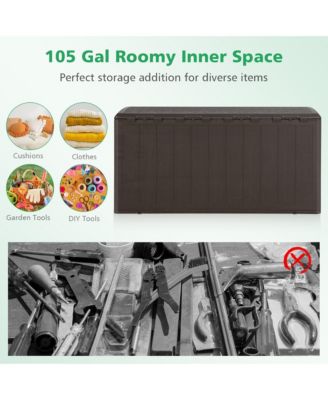 105 Gallon Outdoor Resin Deck Box All Weather Lockable Storage Container