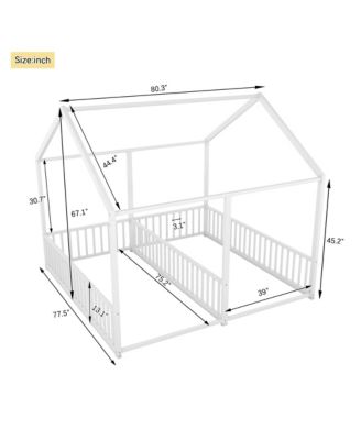 Metal Twin Size House Platform Beds, Two Shared Beds