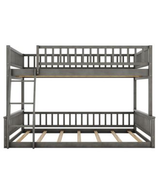 Full XL over Queen Bunk Bed with Ladder and Guardrails