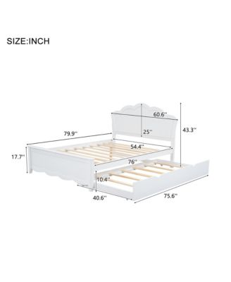 Full Size Wood Platform Bed with Headboard and Twin Size Trundle