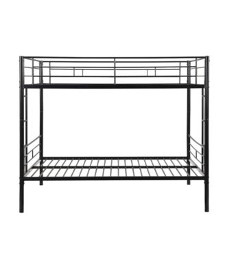 Full Over Full Metal Bunk Bed Black, No Box Spring Needed, Easy Assemble with Safe Stairs