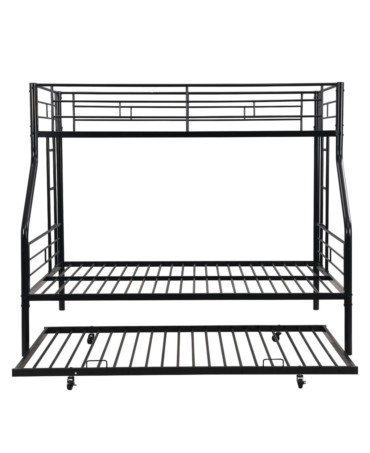 Boyel Living Twin Over Full Metal Bunk Bed with Trundle Black, No Box Spring Needed, Easy Assemble