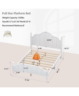 Full Size Wooden Bed Frame with Headboard Vintage Platform Bed with Slats Support Easy Assembly
