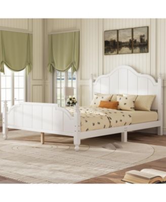 Queen Size Wooden Bed Frame with Headboard Vintage Platform Bed with Slats Support Easy Assembly