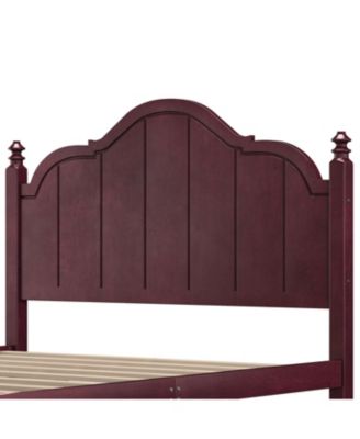 Queen Size Wooden Bed Frame with Headboard Vintage Platform Bed with Slats Support Easy Assembly
