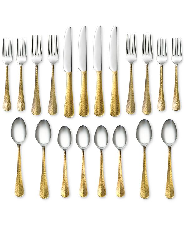 Cambridge Indira by Jessamine Hammered Gold 20Pc. Flatware Set