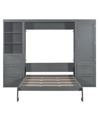  Murphy Bed Wall Bed with Closet, Drawers and Shelves