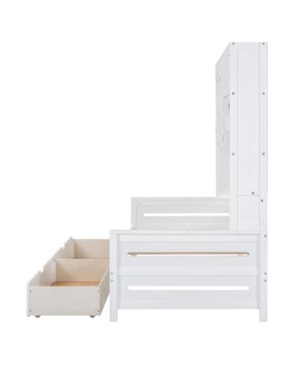 Twin Daybed with Drawers, Cabinet, and Shelf